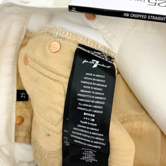 7 for all Mankind High Waist Cropped Straight Jeans White Size 25 NWT $218 MSRP - Picture 6 of 9